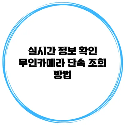 실시간 정보 확인 무인카메라 단속 조회 방법