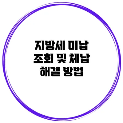 지방세 미납 조회 및 체납 해결 방법