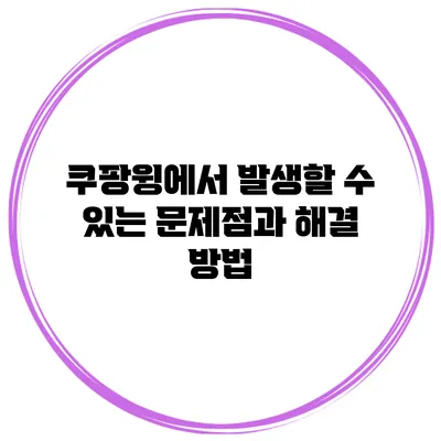 쿠팡윙에서 발생할 수 있는 문제점과 해결 방법