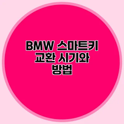 BMW 스마트키 교환 시기와 방법