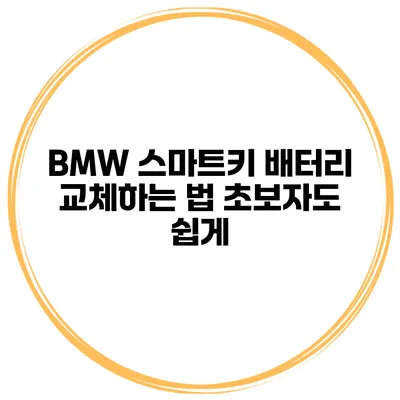BMW 스마트키 배터리 교체하는 법 초보자도 쉽게