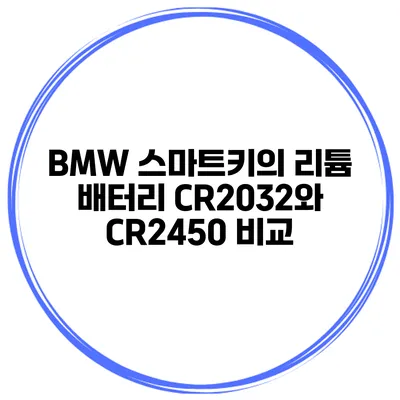 BMW 스마트키의 리튬 배터리 CR2032와 CR2450 비교