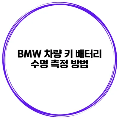 BMW 차량 키 배터리 수명 측정 방법