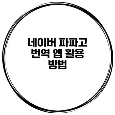 네이버 파파고 번역 앱 활용 방법
