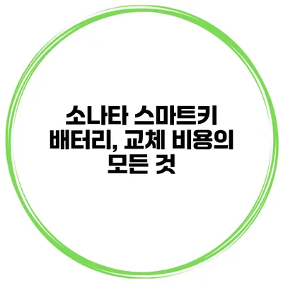 소나타 스마트키 배터리, 교체 비용의 모든 것