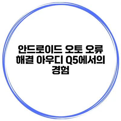 안드로이드 오토 오류 해결 아우디 Q5에서의 경험