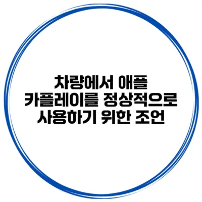 차량에서 애플 카플레이를 정상적으로 사용하기 위한 조언