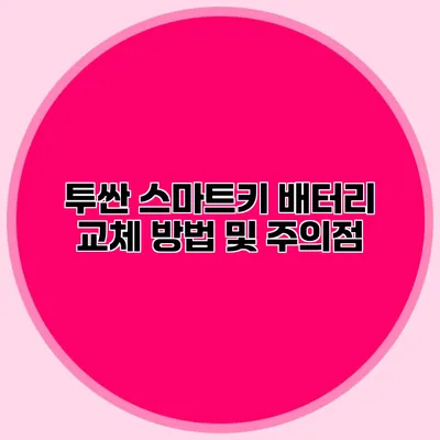 투싼 스마트키 배터리 교체 방법 및 주의점