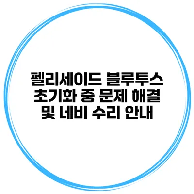 펠리세이드 블루투스 초기화 중 문제 해결 및 네비 수리 안내