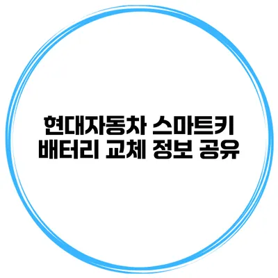 현대자동차 스마트키 배터리 교체 정보 공유